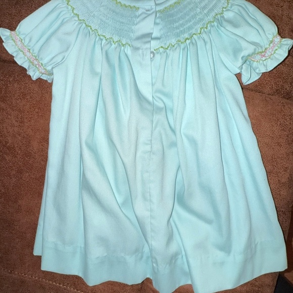Mint Green Smocked Easter Bunny Dress - Picture 3 of 5